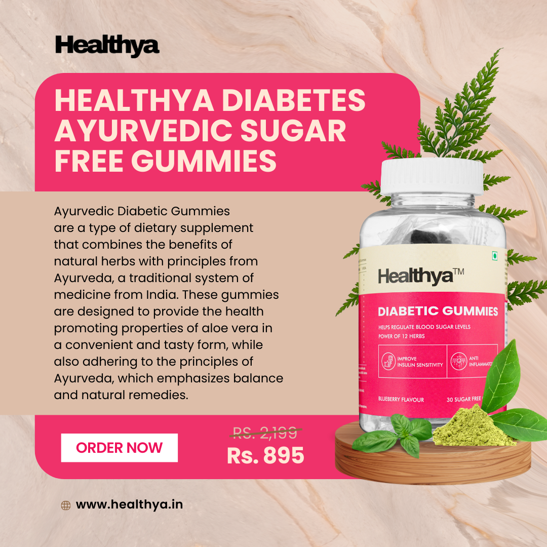 Healthya Diabetes Ayurvedic Sugar Free Gummies 12 Ayurvedic Herbs, Blood Sugar Control Gummies - 30 Pack