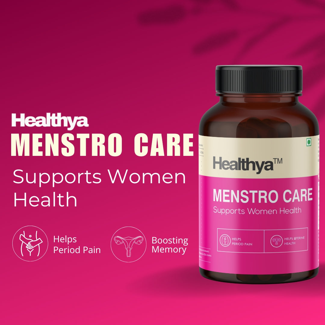 Healthya Menstro Care 100% Ayurvedic 60 Capsules, Relief From Period Pain, Cramps, Menstural Pain, Better Mood