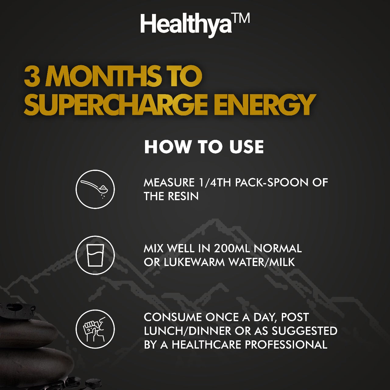 Healthya Pure Shilajit Resin Gold Extract 100% Pure 15 Grams Bottle