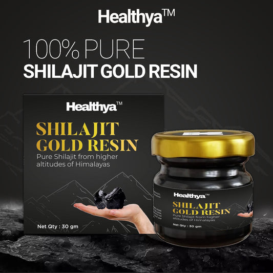 Healthya Pure Shilajit Resin Gold Extract 100% Pure 30 Grams Bottle