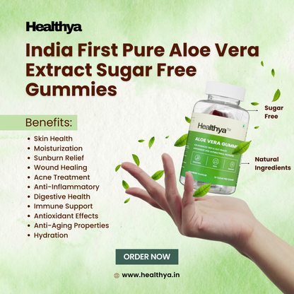 Healthya Aloe Vera Sugar Free Power Gummies 30 100% Natural With Pure Aloe Vera Extract