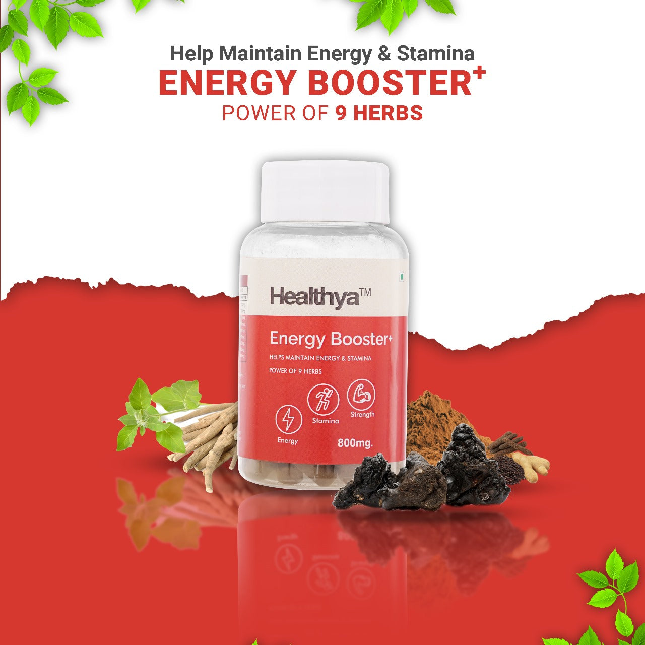 Healthya Energy Booster - 800 mg Tablet, Increase Performance, Better Energy, Stamina 100% Natural 60 Tablets