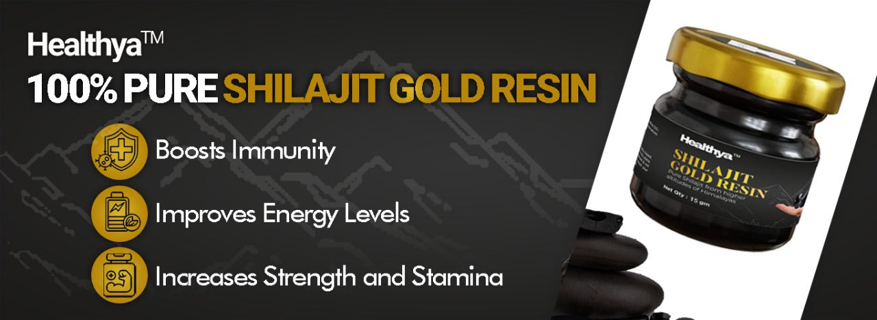 Healthya Pure Shilajit Resin Gold Extract 100% Pure 15 Grams Bottle