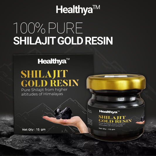 Healthya Pure Shilajit Resin Gold Extract 100% Pure 15 Grams Bottle